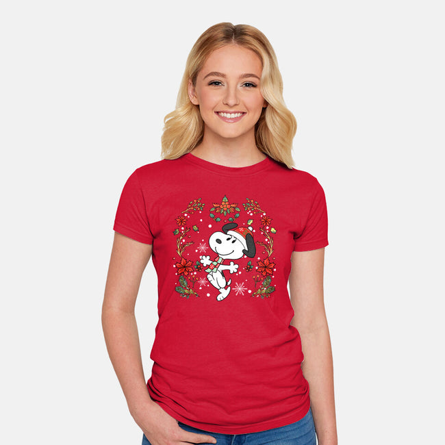 Christmas Snoopy-Womens-Fitted-Tee-JamesQJO