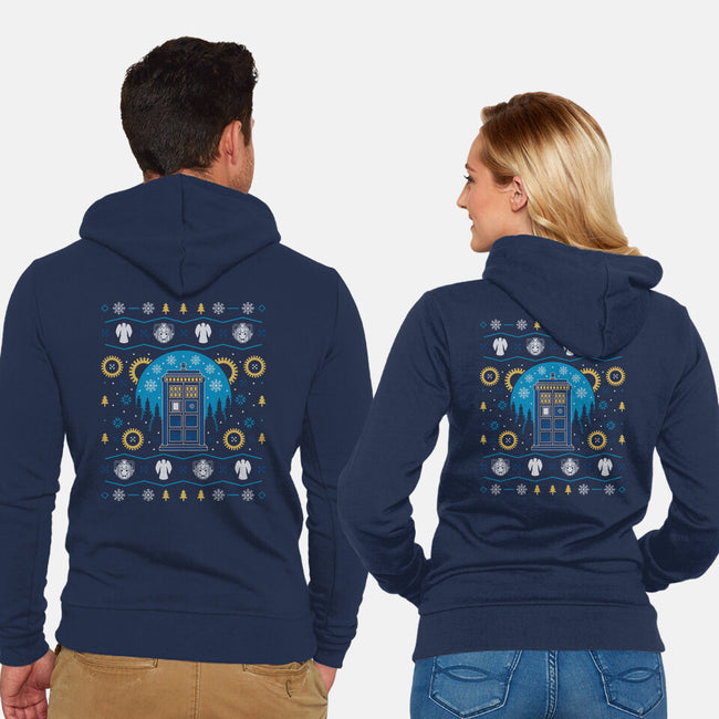 Time Ugly Sweater-Unisex-Zip-Up-Sweatshirt-Logozaste