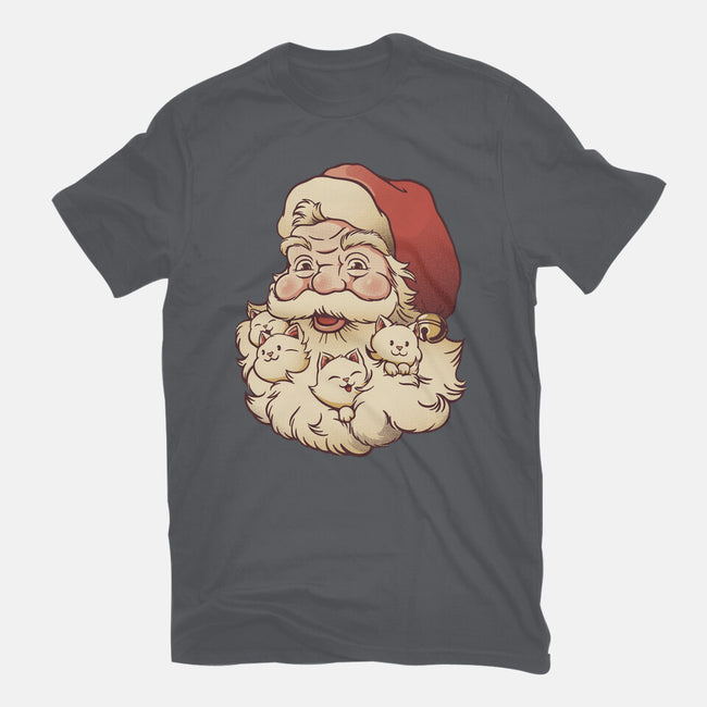 Santa Beard Full Of Cats-Mens-Basic-Tee-tobefonseca