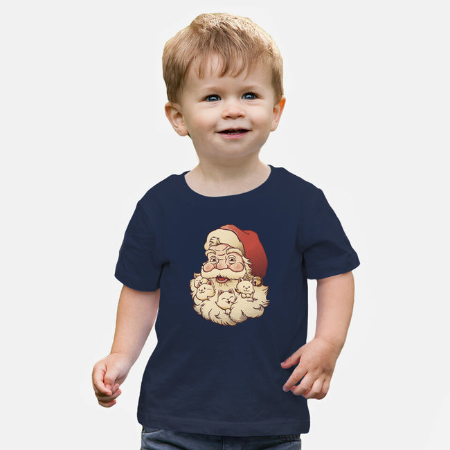 Santa Beard Full Of Cats-Baby-Basic-Tee-tobefonseca