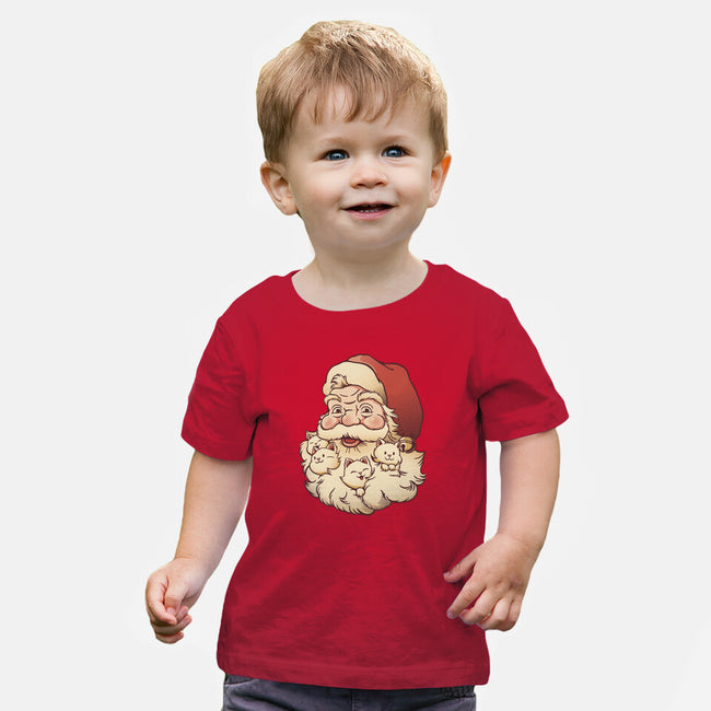 Santa Beard Full Of Cats-Baby-Basic-Tee-tobefonseca