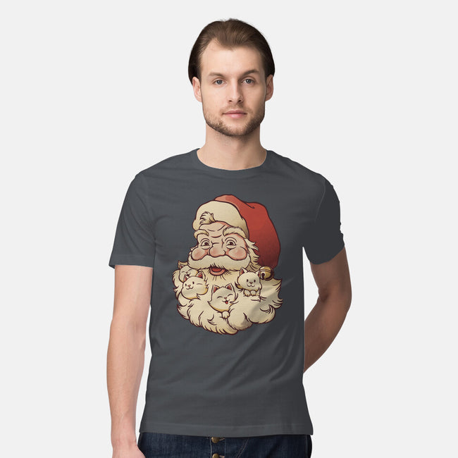 Santa Beard Full Of Cats-Mens-Premium-Tee-tobefonseca