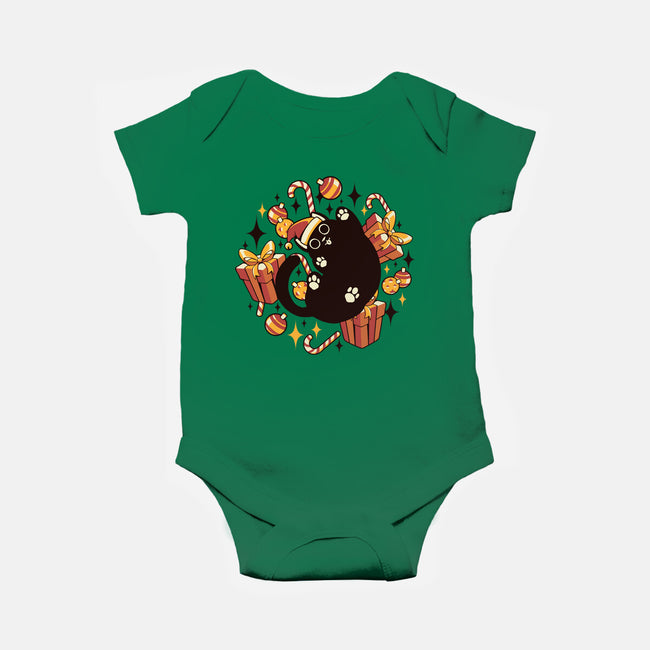 Xmas Kawaii Black Kitten-Baby-Basic-Onesie-tobefonseca