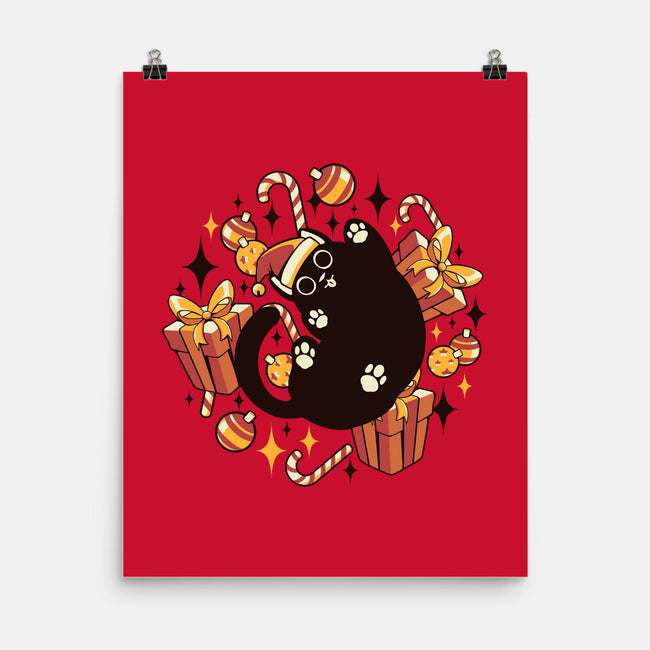 Xmas Kawaii Black Kitten-None-Matte-Poster-tobefonseca