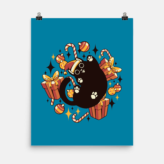 Xmas Kawaii Black Kitten-None-Matte-Poster-tobefonseca