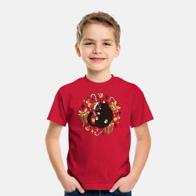 Xmas Kawaii Black Kitten-Youth-Basic-Tee-tobefonseca