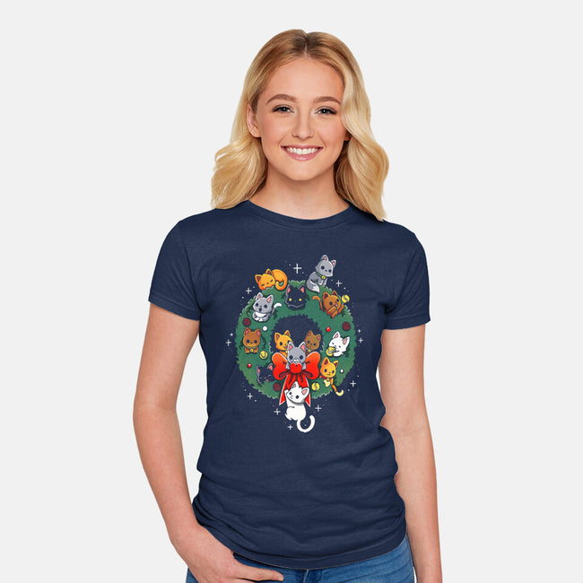 Kittens Wreath-Womens-Fitted-Tee-Vallina84