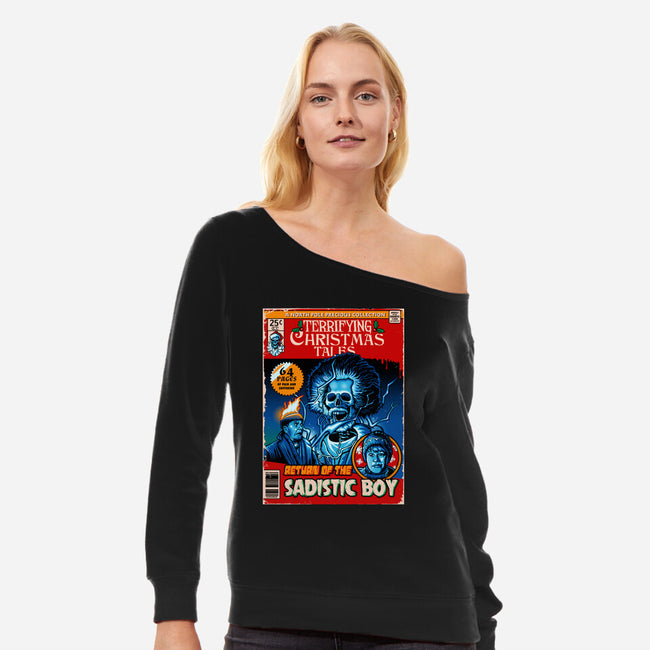 Terrifying Christmas Tales-Womens-Off Shoulder-Sweatshirt-daobiwan