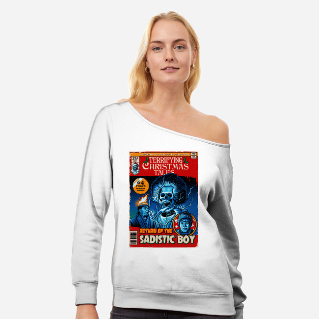 Terrifying Christmas Tales-Womens-Off Shoulder-Sweatshirt-daobiwan