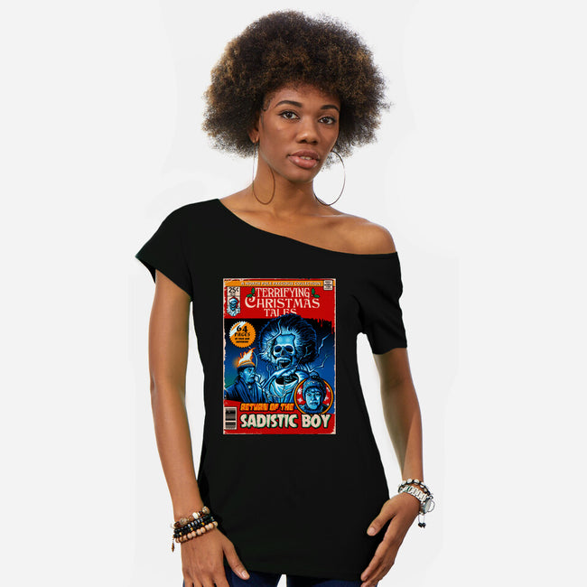 Terrifying Christmas Tales-Womens-Off Shoulder-Tee-daobiwan