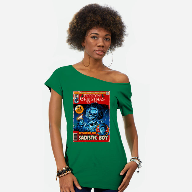 Terrifying Christmas Tales-Womens-Off Shoulder-Tee-daobiwan