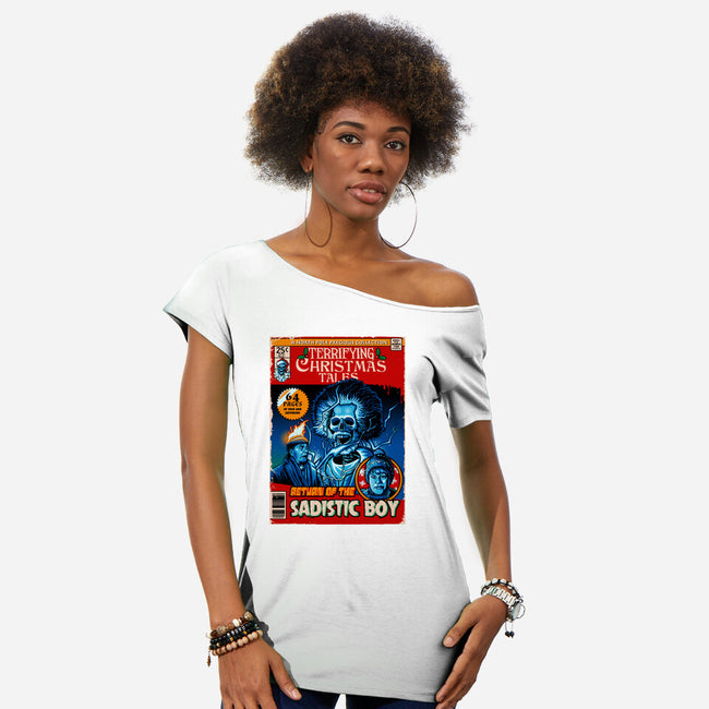 Terrifying Christmas Tales-Womens-Off Shoulder-Tee-daobiwan