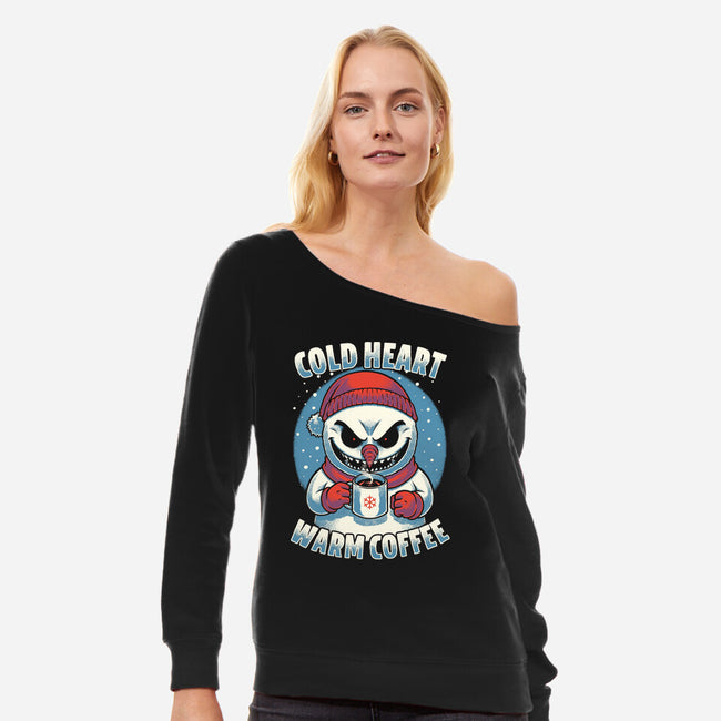 Snowman Evil Coffee-Womens-Off Shoulder-Sweatshirt-Studio Mootant