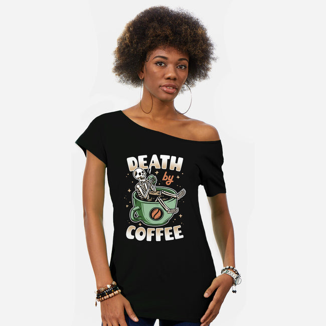 Death By Coffee-Womens-Off Shoulder-Tee-Olipop