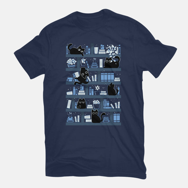 Purrfect Library-Womens-Fitted-Tee-tobefonseca