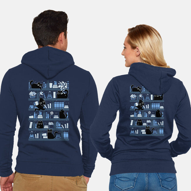 Purrfect Library-Unisex-Zip-Up-Sweatshirt-tobefonseca