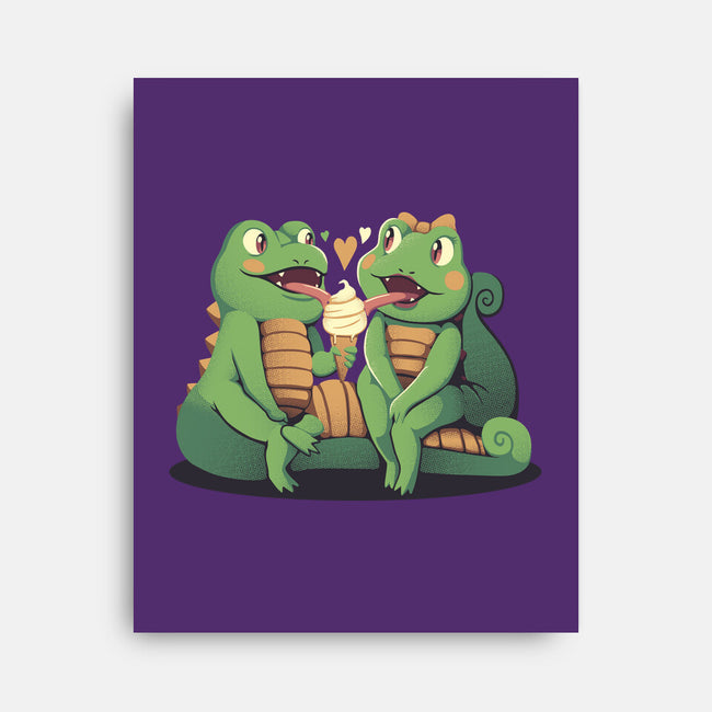 Gecko Love Ice Cream-None-Stretched-Canvas-tobefonseca