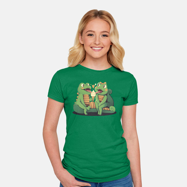 Gecko Love Ice Cream-Womens-Fitted-Tee-tobefonseca