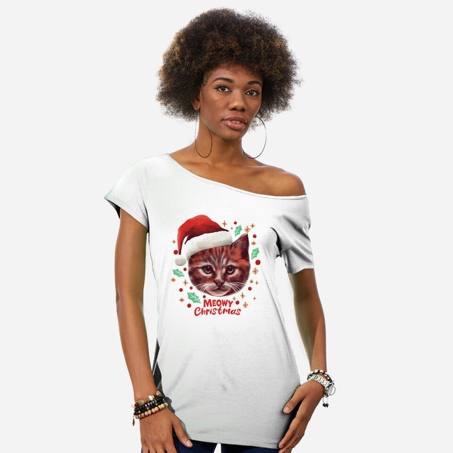 Wish You A Meowy Christmas-Womens-Off Shoulder-Tee-dandingeroz