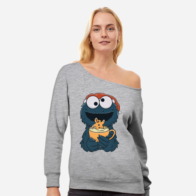 Gingerbread Monster-Womens-Off Shoulder-Sweatshirt-Claudia