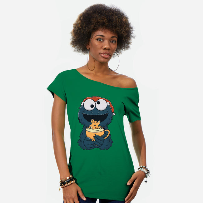 Gingerbread Monster-Womens-Off Shoulder-Tee-Claudia