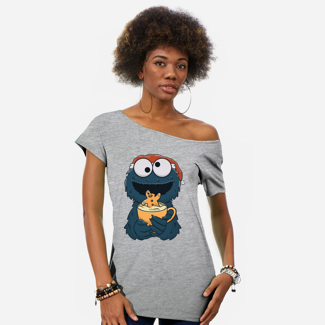 Gingerbread Monster-Womens-Off Shoulder-Tee-Claudia