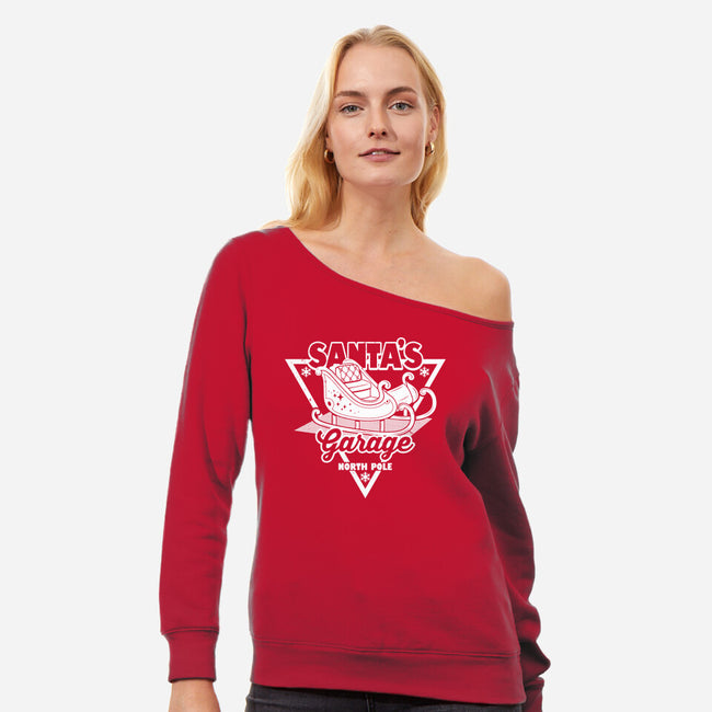 Santa's Garage-Womens-Off Shoulder-Sweatshirt-Boggs Nicolas