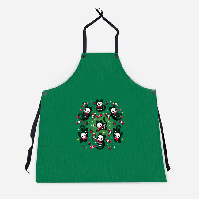 Creepy Xmas Kittens-Unisex-Kitchen-Apron-Vallina84