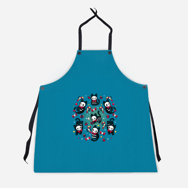 Creepy Xmas Kittens-Unisex-Kitchen-Apron-Vallina84