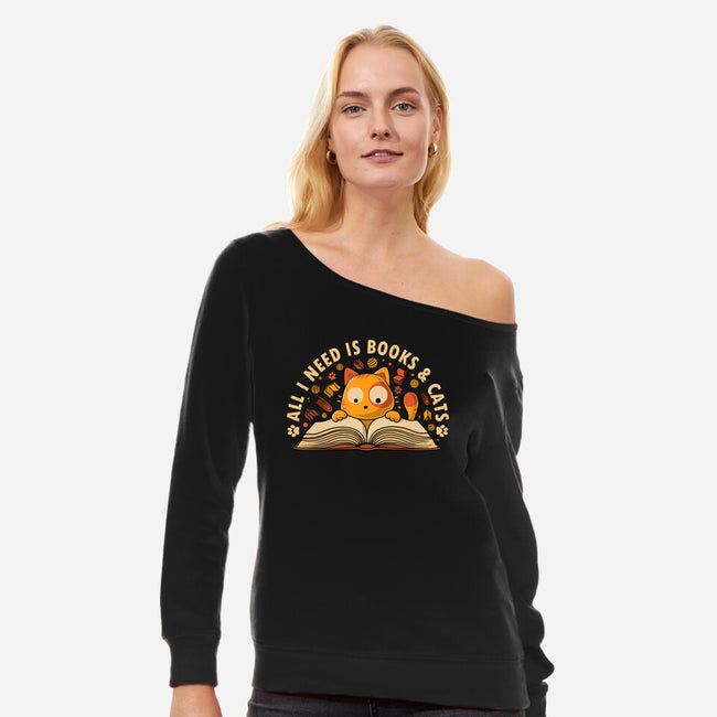 All I Need Is Books And Cats-Womens-Off Shoulder-Sweatshirt-erion_designs