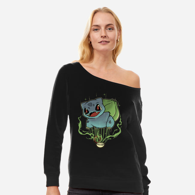 Summoning Grass Toad-Womens-Off Shoulder-Sweatshirt-Astrobot Invention