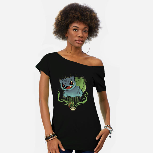 Summoning Grass Toad-Womens-Off Shoulder-Tee-Astrobot Invention