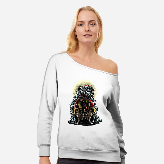 The Throne Of Krampus-Womens-Off Shoulder-Sweatshirt-zascanauta