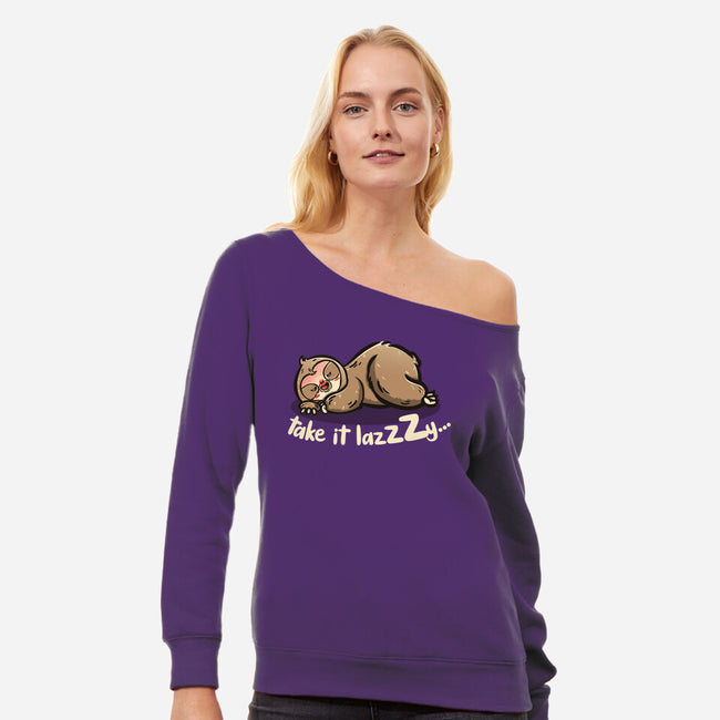 Take It Lazzzy-Womens-Off Shoulder-Sweatshirt-Freecheese