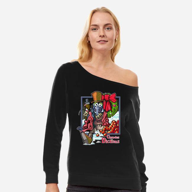 Charles Dickens-Womens-Off Shoulder-Sweatshirt-Action Nate