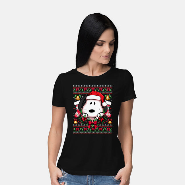 Snoopy Christmas Sweater-Womens-Basic-Tee-JamesQJO