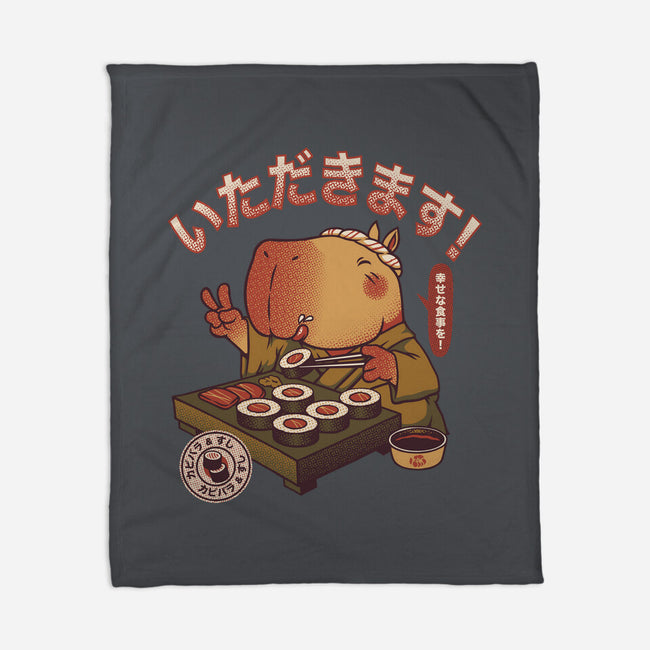 Sushi Chef Cute Capybara-None-Fleece-Blanket-tobefonseca