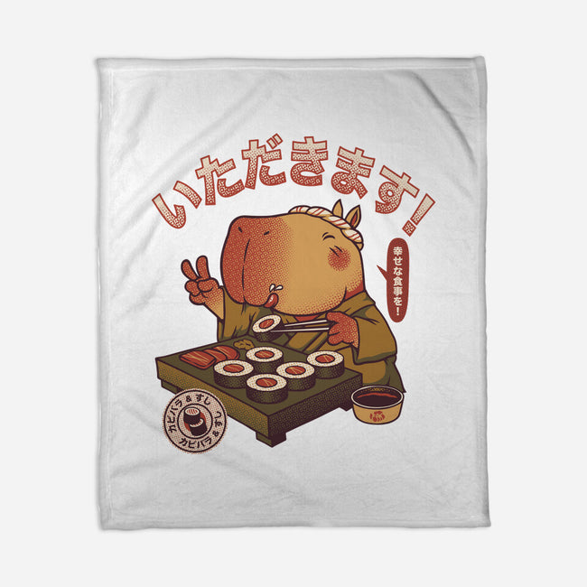 Sushi Chef Cute Capybara-None-Fleece-Blanket-tobefonseca