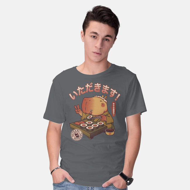 Sushi Chef Cute Capybara-Mens-Basic-Tee-tobefonseca