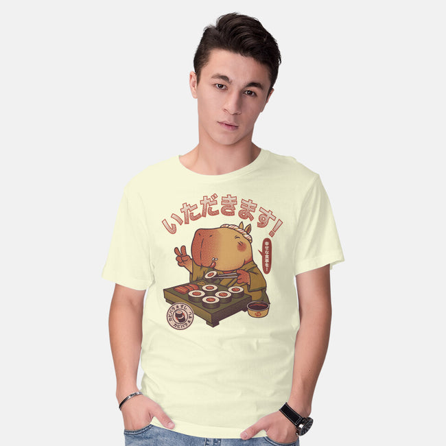 Sushi Chef Cute Capybara-Mens-Basic-Tee-tobefonseca