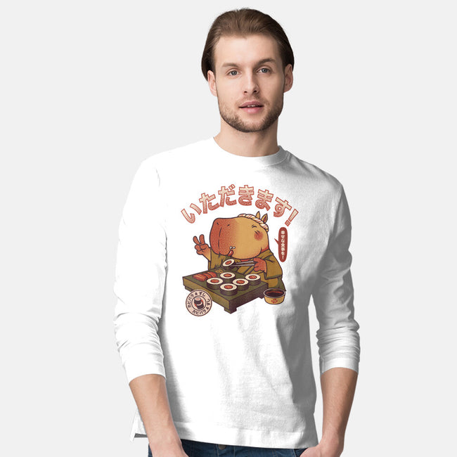 Sushi Chef Cute Capybara-Mens-Long Sleeved-Tee-tobefonseca