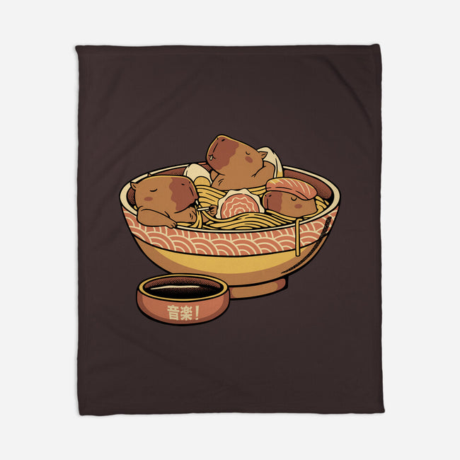 Capybara Cute Ramen-None-Fleece-Blanket-tobefonseca