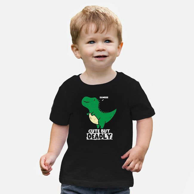 Cute But Deadly T-Rex-Baby-Basic-Tee-turborat14