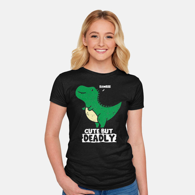 Cute But Deadly T-Rex-Womens-Fitted-Tee-turborat14