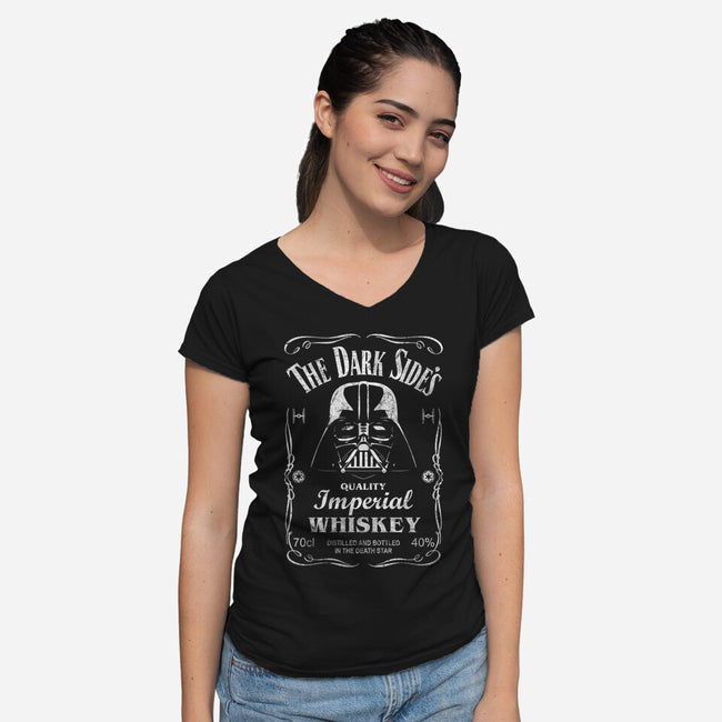 The Dark Side's Whiskey-Womens-V-Neck-Tee-NMdesign