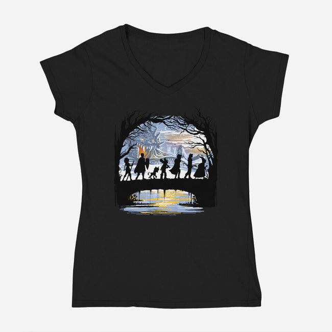 The Fellowship Of The Dungeons-Womens-V-Neck-Tee-zascanauta