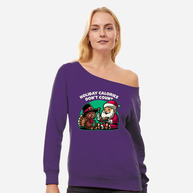 Holiday Food Calories-Womens-Off Shoulder-Sweatshirt-Studio Mootant