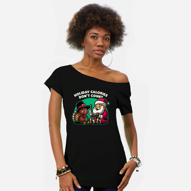 Holiday Food Calories-Womens-Off Shoulder-Tee-Studio Mootant