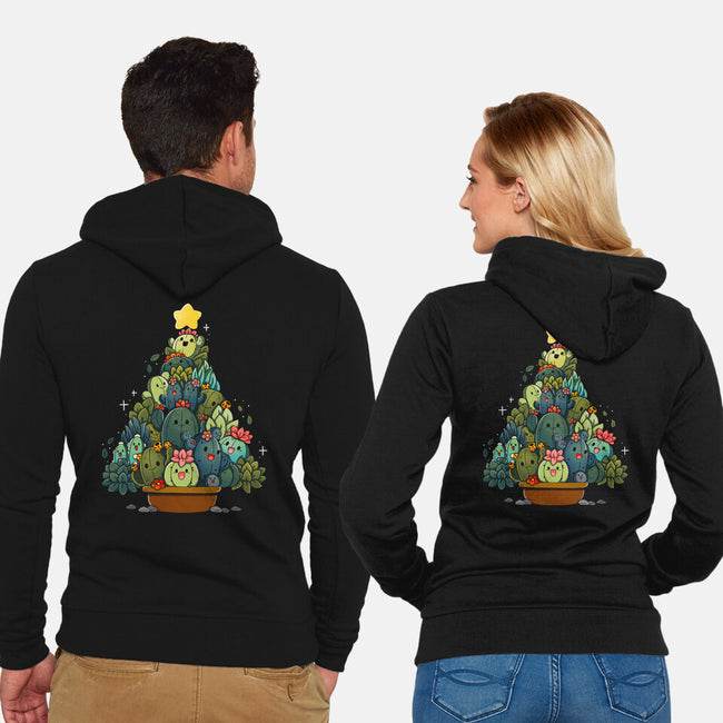 Succulents Xmas Tree-Unisex-Zip-Up-Sweatshirt-Vallina84