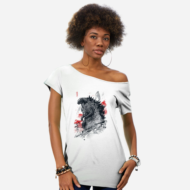 Fear The God Of Destruction-Womens-Off Shoulder-Tee-ddjvigo